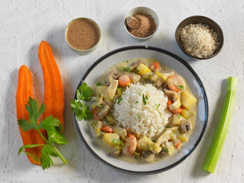 Blanquette de légumes et seitan/poulet Blanquette de légumes et seitan/poulet
